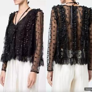 Alexis Clementine Sheer Black Dot Blouse